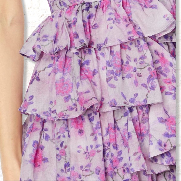 Bardot Adeli Lilac Floral Ruffle Mini Dress Size 4 / Small - Picture 5 of 13